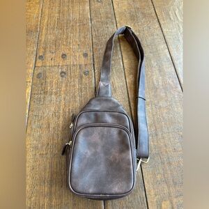Dark Brown Men's Leather Sling Bag